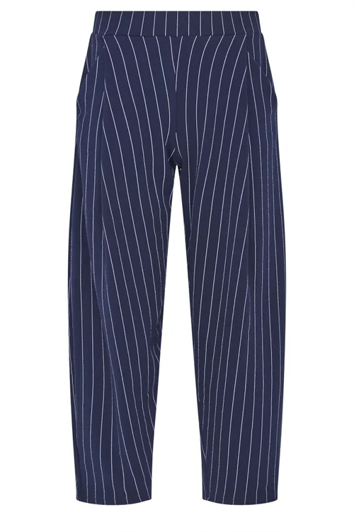PixieGirl Petite Navy Blue Stripe Barrel Leg Trousers - 14/L27 Image 5