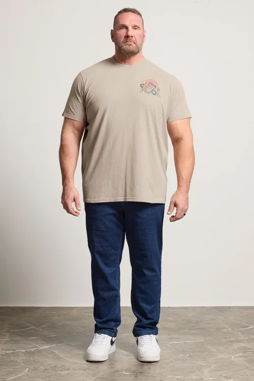 BadRhino Stone Brown Acid Wash Tiger Graphic T-Shirt - 4XL Image 2