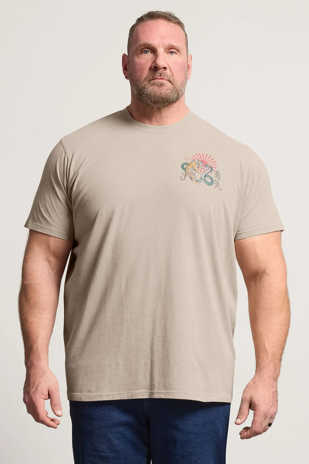 BadRhino Stone Brown Acid Wash Tiger Graphic T-Shirt - 4XL Image 1