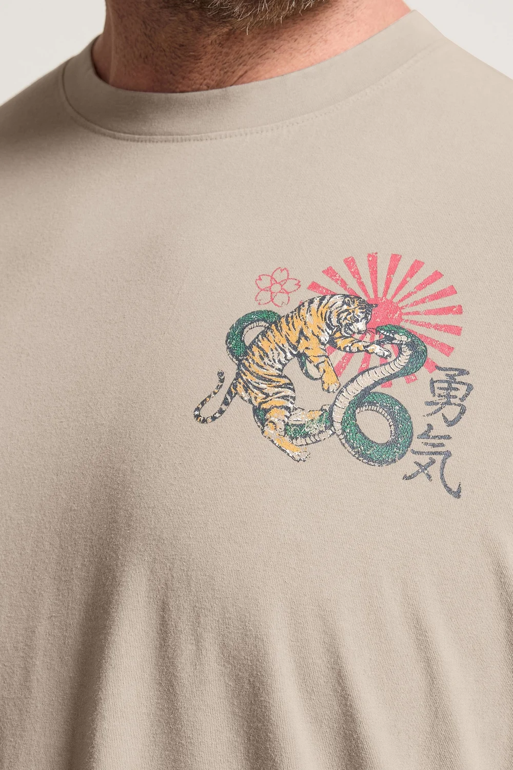 BadRhino Stone Brown Acid Wash Tiger Graphic T-Shirt - 4XL Image 5