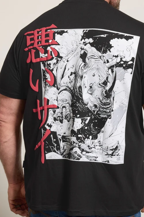 BadRhino Black Rhino Japanese Graphic T-Shirt - 4XL Image 4