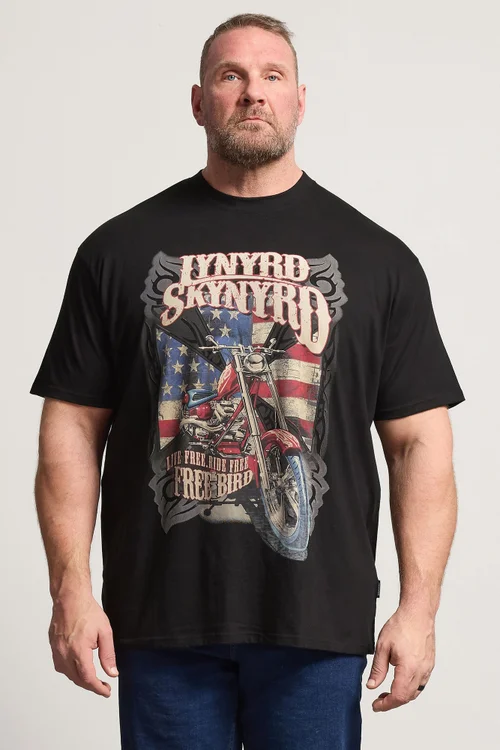 BadRhino Black Lynyrd Skynyrd Bike Graphic T-Shirt - 5-6XL Image 1