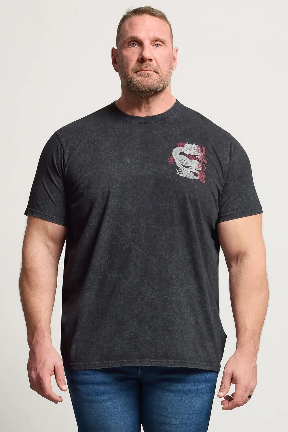 BadRhino Black Dragon Graphic Acid Wash T-Shirt - 2XL Image 1