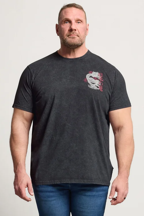 BadRhino Black Dragon Graphic Acid Wash T-Shirt - 2XL Image 1