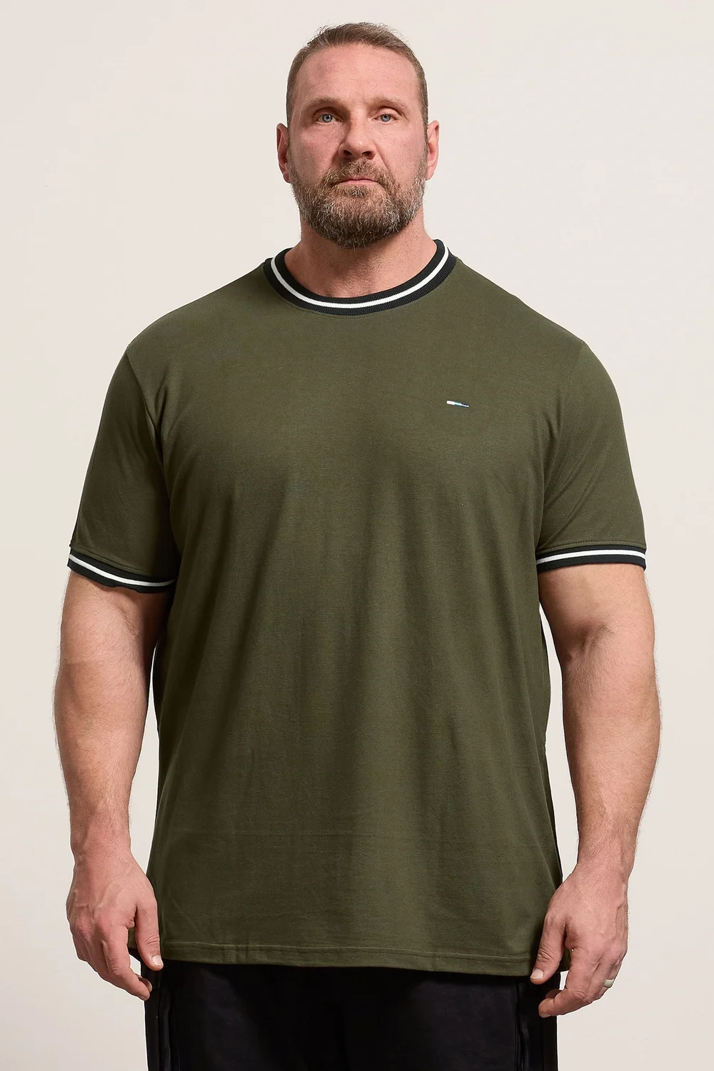 BadRhino Olive Green Pique Ringer T-Shirt - 5-6XL Image 1