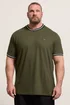 BadRhino Olive Green Pique Ringer T-Shirt - 5-6XL Image 1
