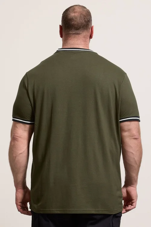 BadRhino Olive Green Pique Ringer T-Shirt - 5-6XL Image 3