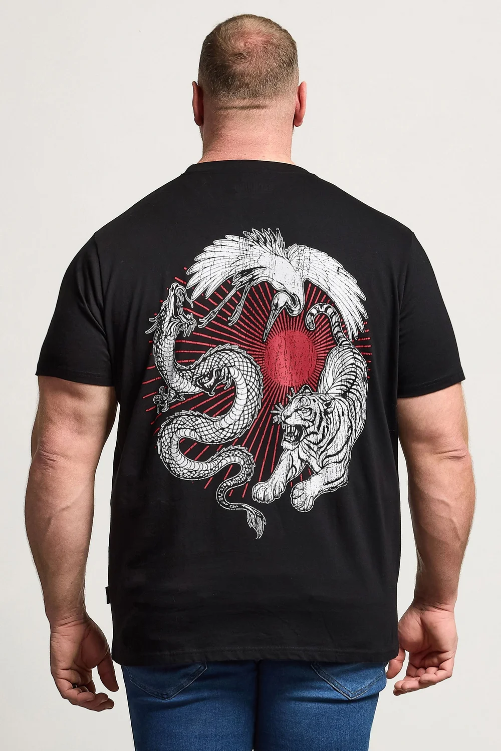 BadRhino Black Japanese Animal Graphic T-Shirt - 4XL Image 3