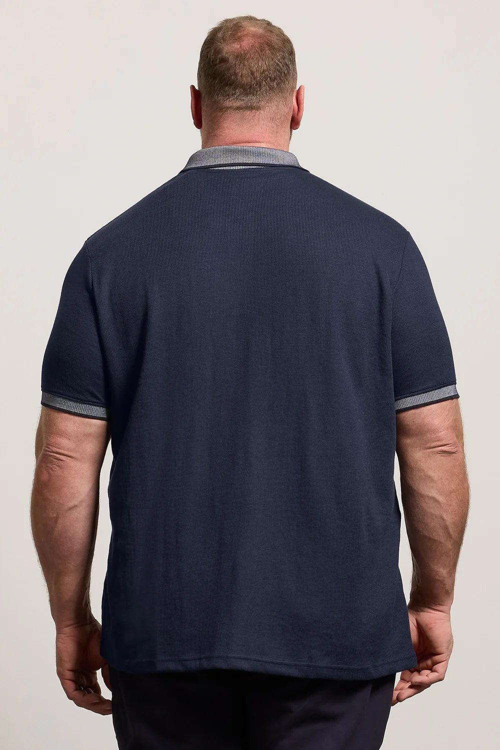 BadRhino Navy Blue Two Tone Waffle Polo Shirt - 3XL Image 3