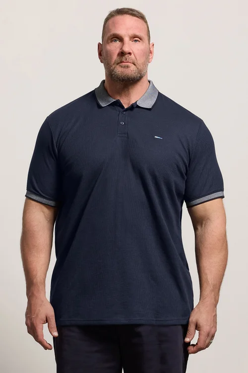 BadRhino Navy Blue Two Tone Waffle Polo Shirt - 3XL Image 1