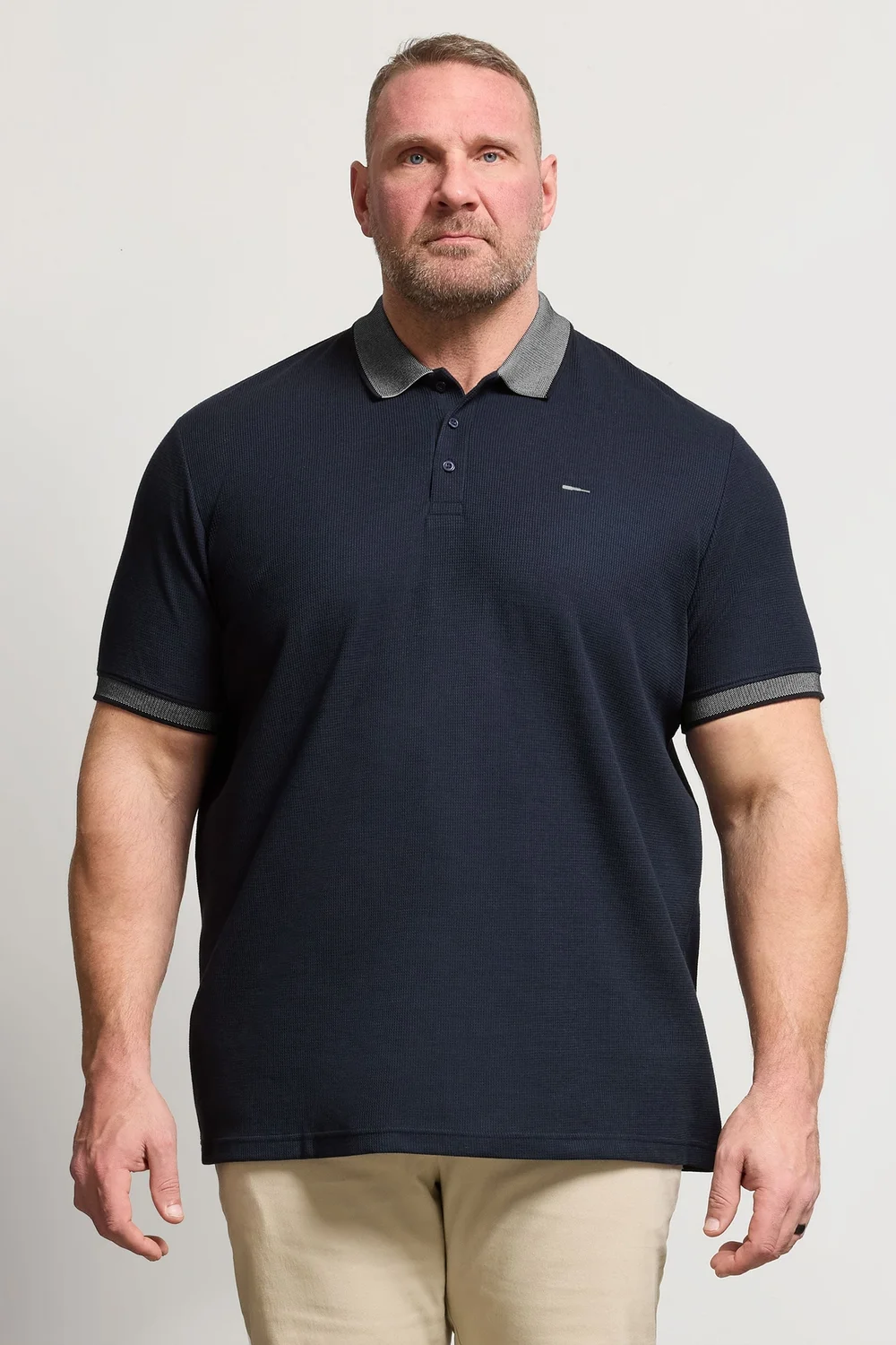 BadRhino Navy Blue Two Tone Waffle Polo Shirt - 3XL Image 1