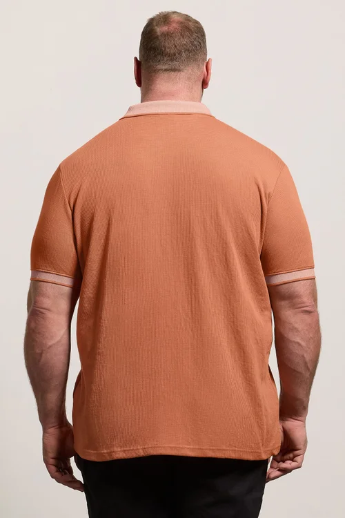 BadRhino Orange Two Tone Waffle Polo Shirt - XL Image 3