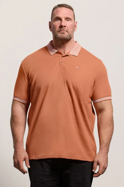BadRhino Orange Two Tone Waffle Polo Shirt - XL Image 1