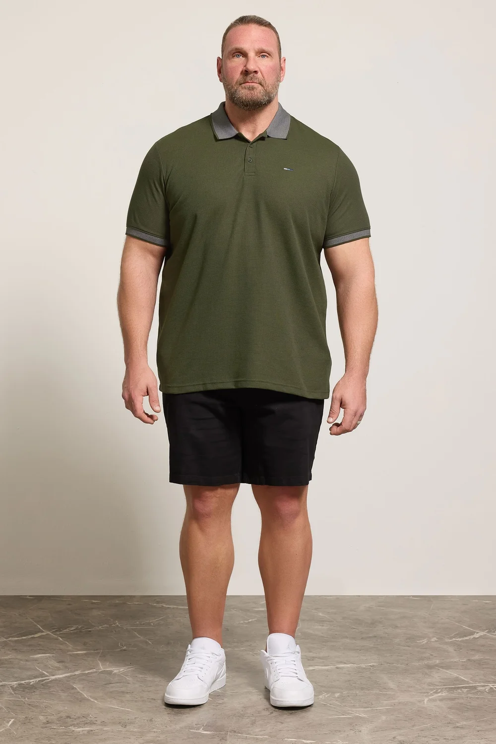 BadRhino Khaki Green Two Tone Waffle Polo Shirt - 4XL Image 2