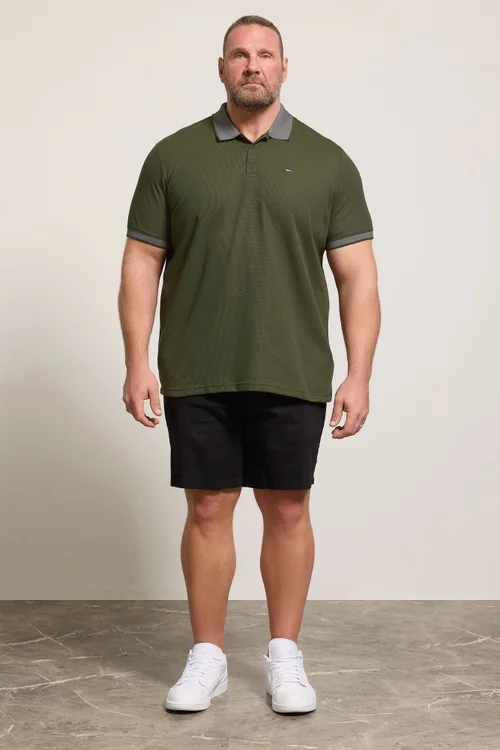 BadRhino Khaki Green Two Tone Waffle Polo Shirt - 4XL Image 2