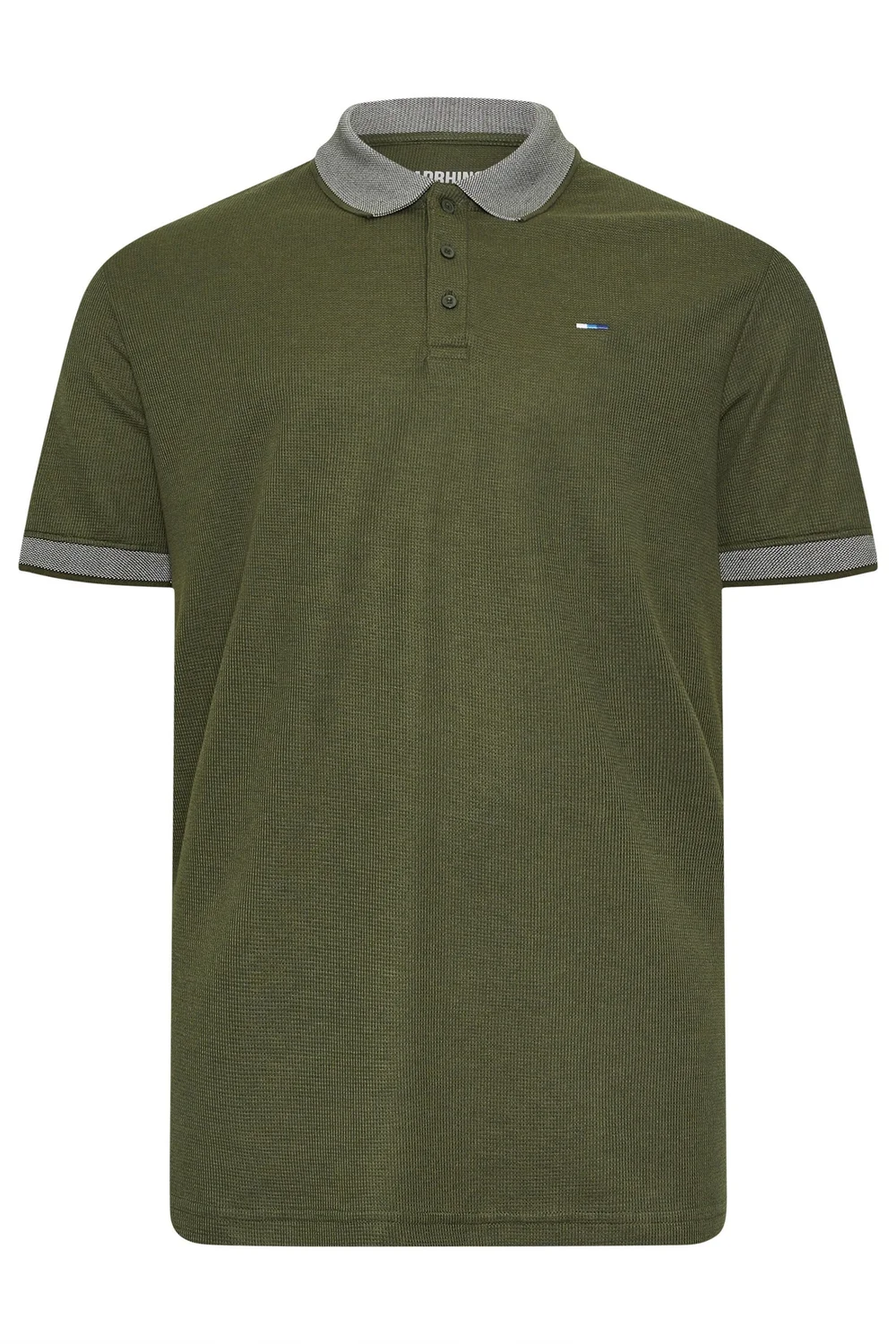 BadRhino Khaki Green Two Tone Waffle Polo Shirt - 4XL Image 5