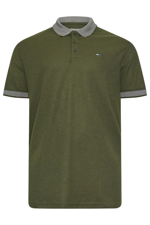 BadRhino Khaki Green Two Tone Waffle Polo Shirt - 4XL Image 5