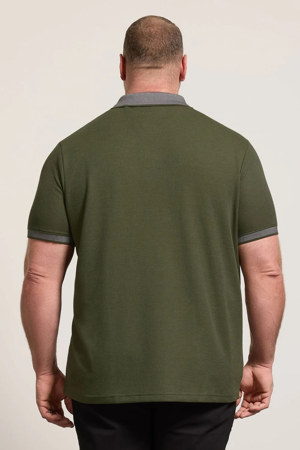 BadRhino Khaki Green Two Tone Waffle Polo Shirt - 4XL Image 3