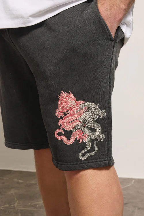 BadRhino Black Japanese Printed Jogger Shorts - L Image 4