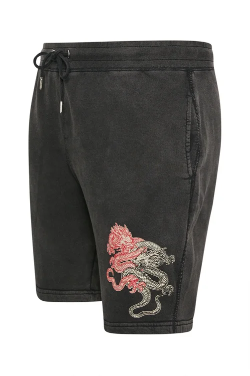 BadRhino Black Japanese Printed Jogger Shorts - L Image 5