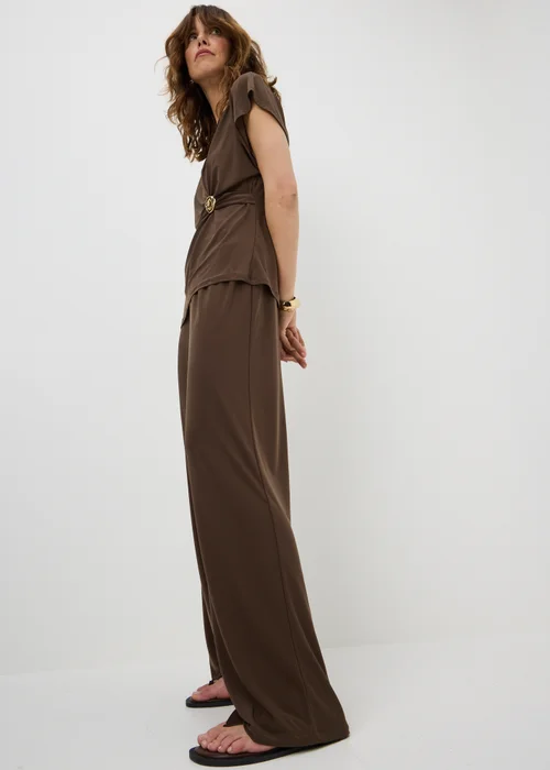 Brown Wide Leg Co Ord Trousers - 16/L29 Image 1