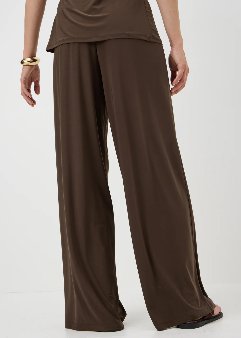 Brown Wide Leg Co Ord Trousers - 16/L29 Image 4
