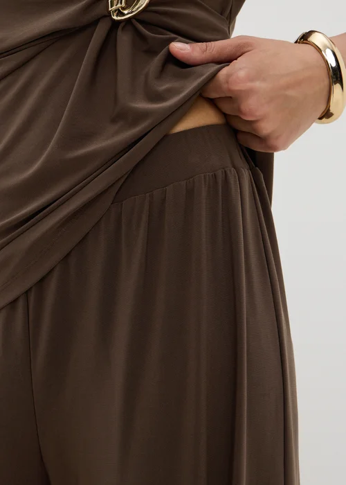 Brown Wide Leg Co Ord Trousers - 16/L29 Image 3