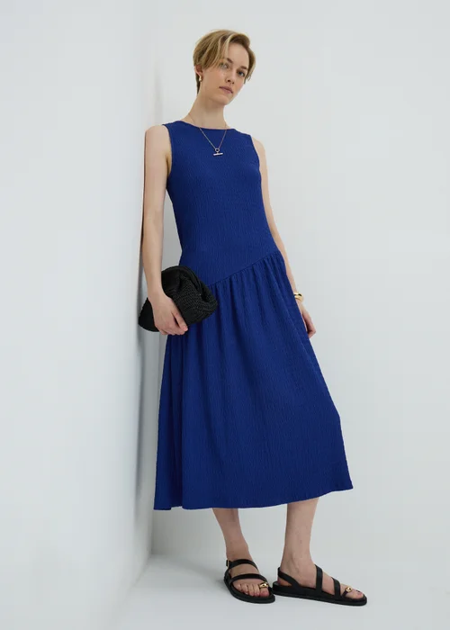 Cobalt Textured Drop Waist Midaxi Dress - 8 Image 1