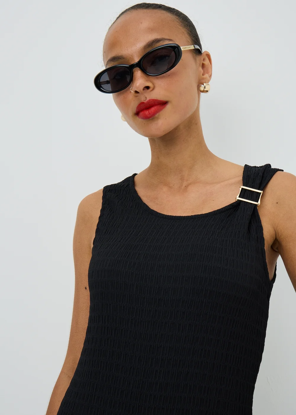Black Textured Midaxi Dress - 8 Image 3