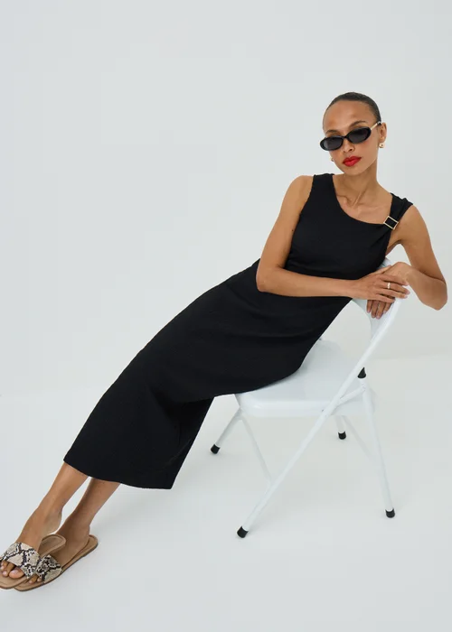 Black Textured Midaxi Dress - 8 Image 1