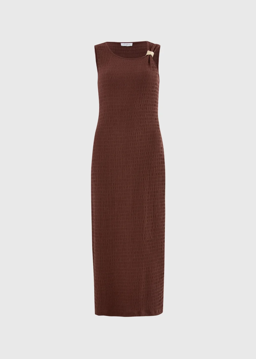 Chocolate Brown Textured Midaxi Dress - 8 Image 4