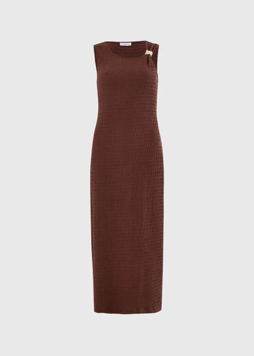 Chocolate Brown Textured Midaxi Dress - 8 Image 4