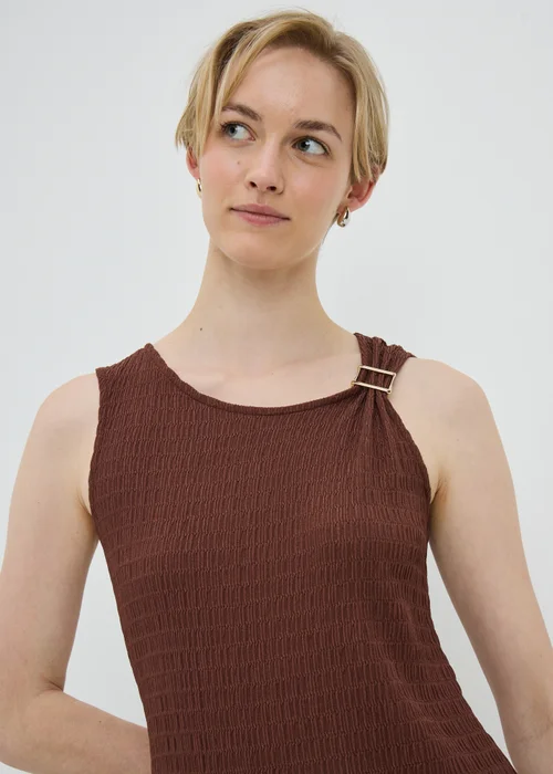 Chocolate Brown Textured Midaxi Dress - 8 Image 3