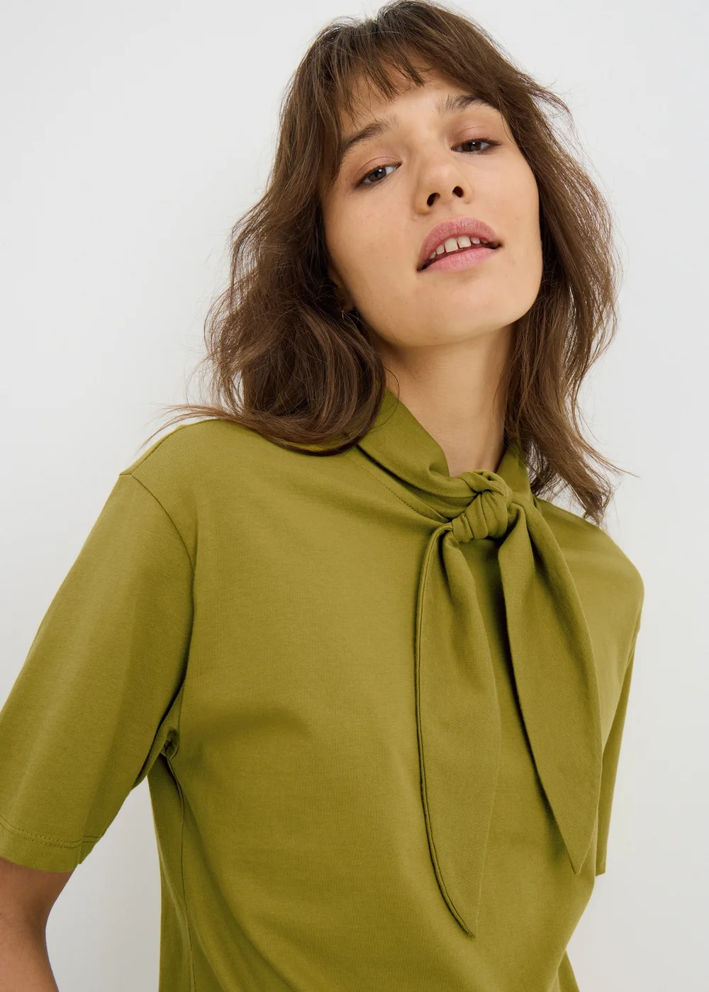 Olive Scarf Neck T-Shirt - 8 Image 3