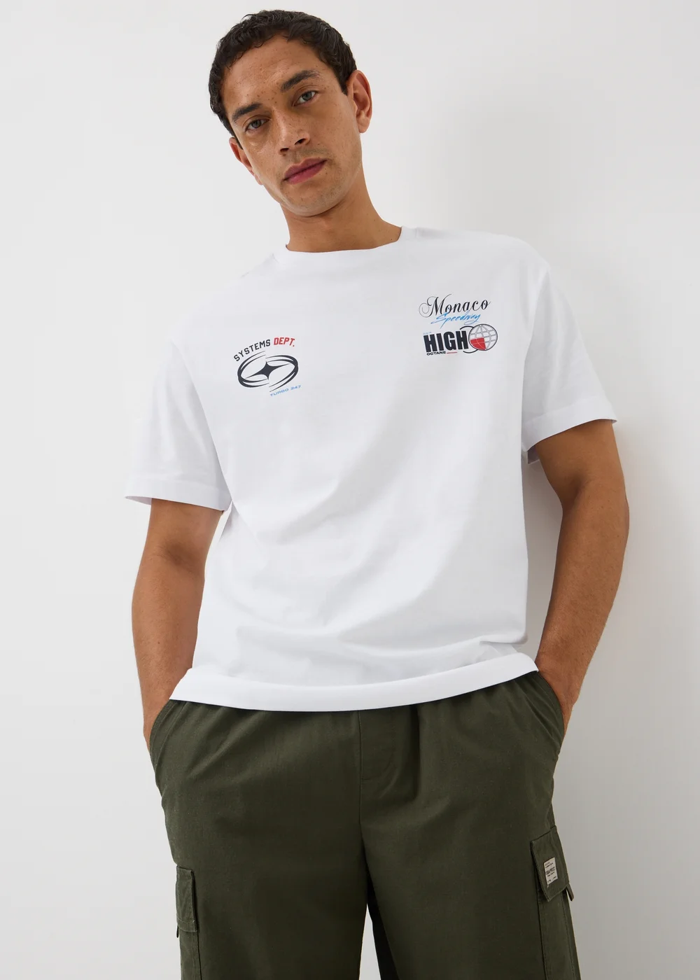 White Monaco Racing Graphic T-Shirt - S Image 1