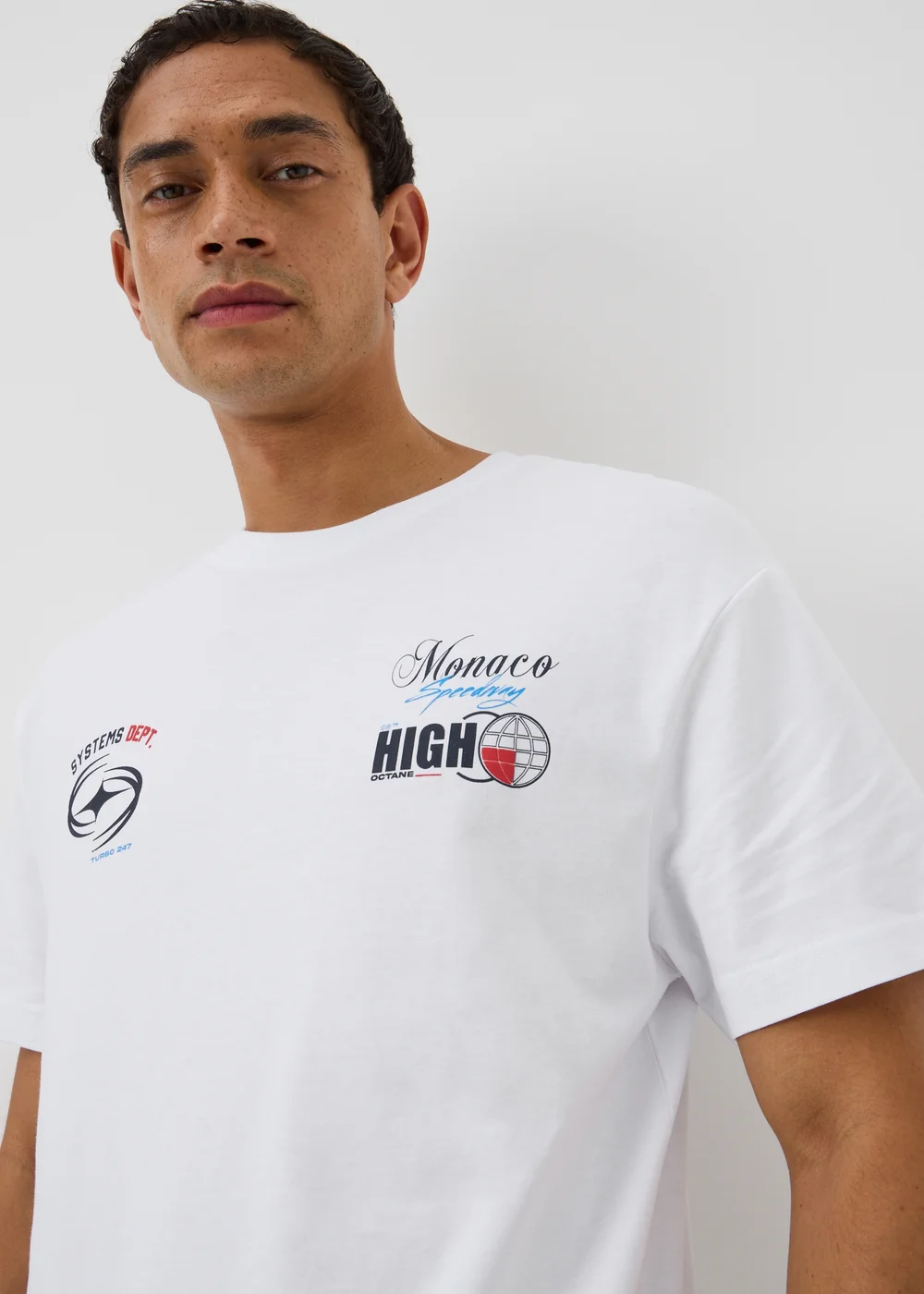 White Monaco Racing Graphic T-Shirt - S Image 3