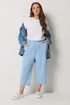 Yours Curve Blue Cool Cotton Cropped Trousers - 18 Image 3