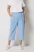 Yours Curve Blue Cool Cotton Cropped Trousers - 18 Image 1
