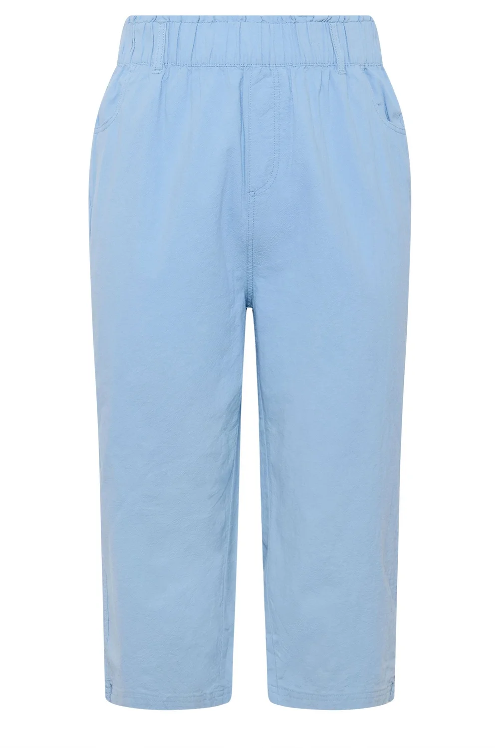 Yours Curve Blue Cool Cotton Cropped Trousers - 18 Image 5