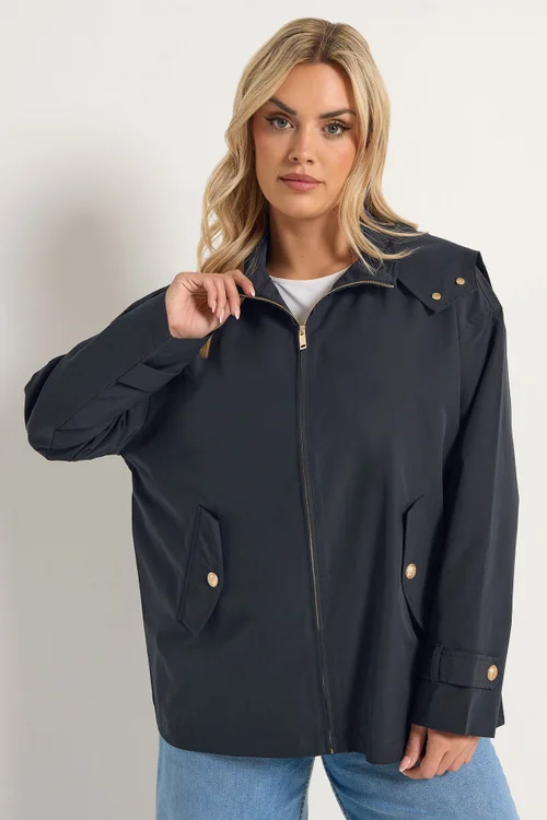 Yours Curve Navy Blue Military Button Jacket - 16 Image 2