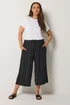 Yours Curve Black Cropped Twill Culottes - 26-28 Image 2