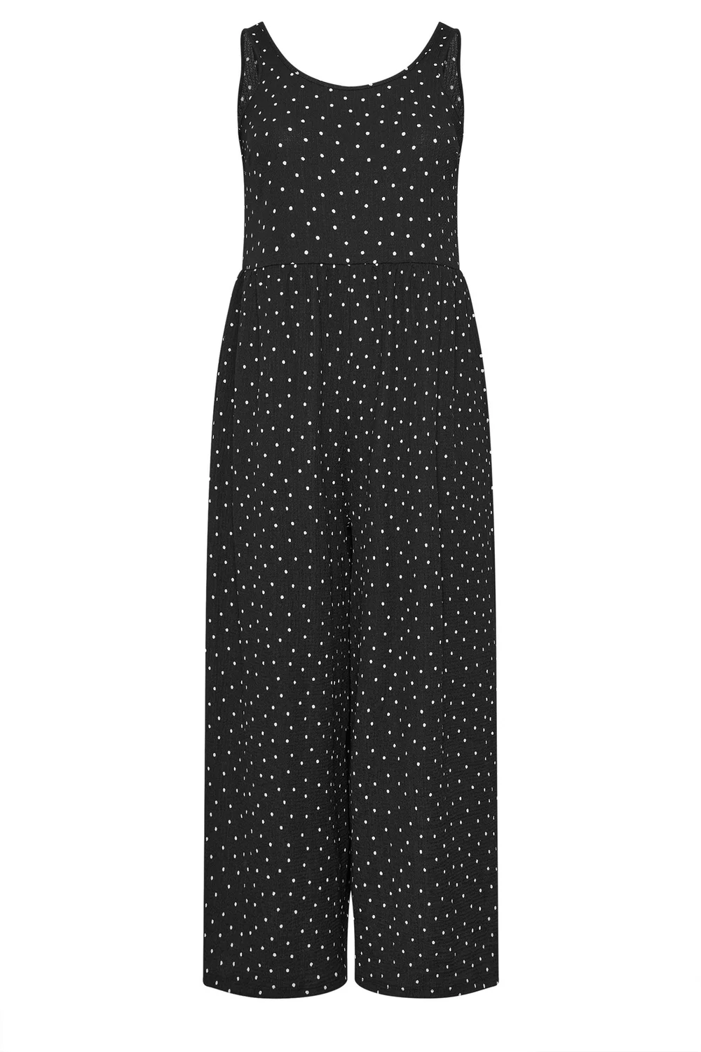 Yours Curve Black Polka Dot Textured Jumpsuit - 30-32 Image 5