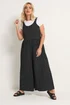 Yours Curve Black Polka Dot Textured Jumpsuit - 30-32 Image 1