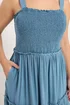 Yours Curve Blue Shirred Strappy Chambray Maxi Dress - 18 Image 5
