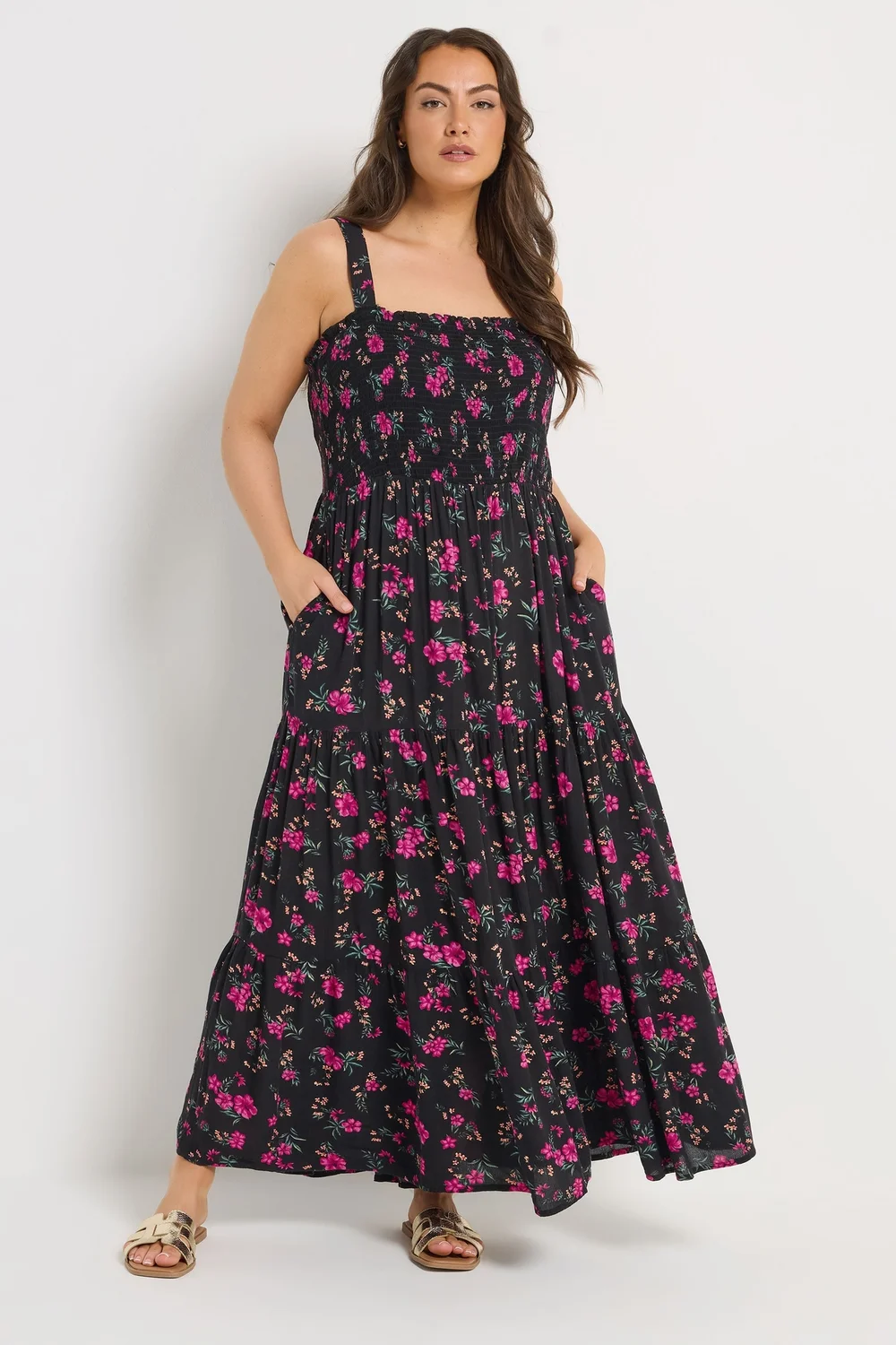 Yours Curve Black Floral Dress - 20 Image 2
