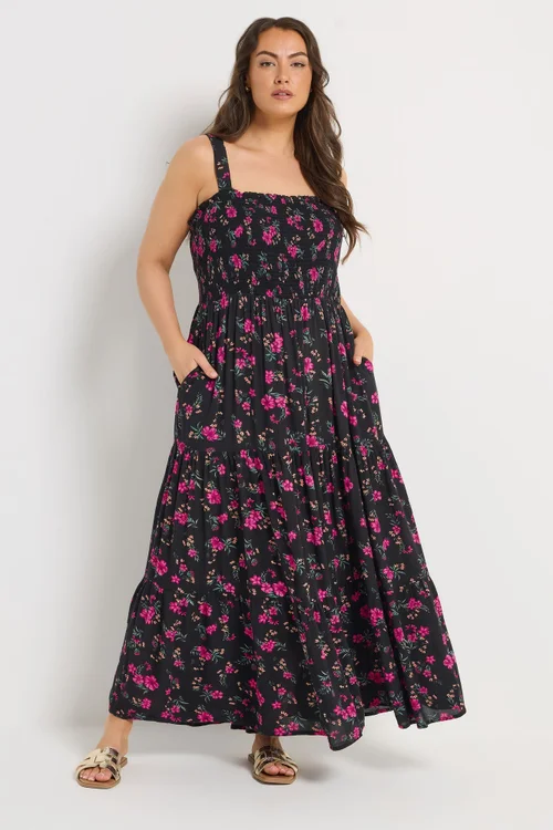 Yours Curve Black Floral Dress - 20 Image 2