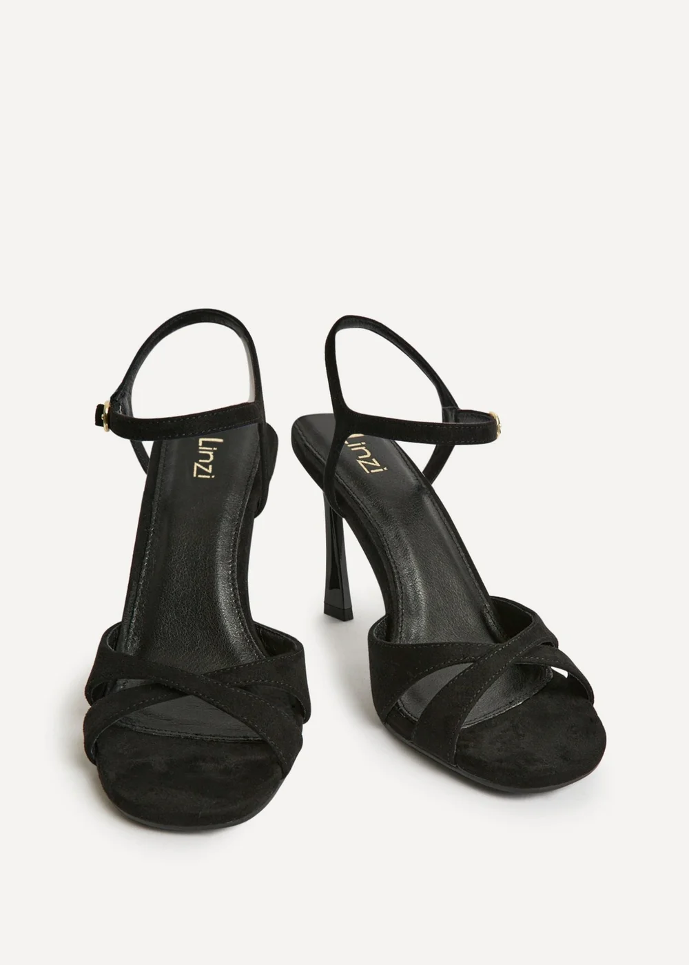 Linzi Compelled Black Faux Suede Stiletto Heeled Sandals - 4 Image 3
