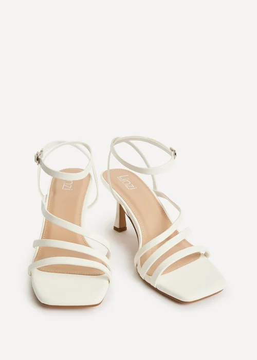 Linzi Reflect Wide Fit White Strappy Heels - 6 Image 3