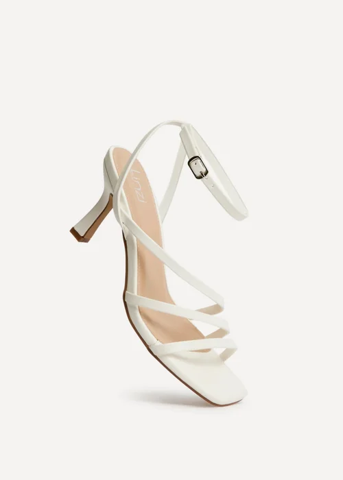 Linzi Reflect Wide Fit White Strappy Heels - 6 Image 5