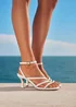 Linzi Reflect Wide Fit White Strappy Heels - 6 Image 1